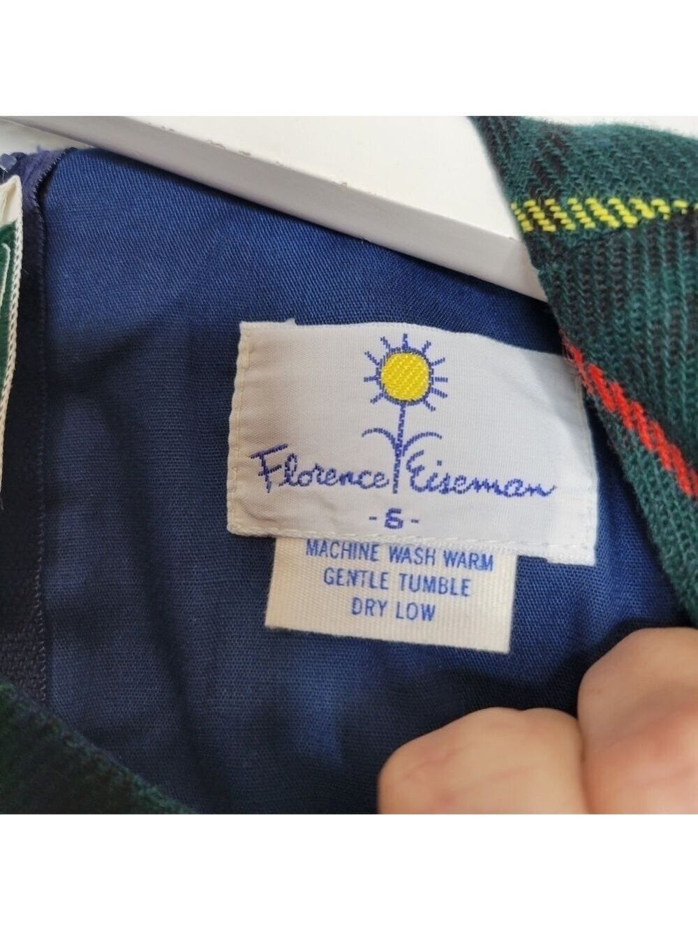 Vintage Florence Eiseman Green Plaid Sleeveless Dress Little Girl's Size 6 - Picture 4 of 11
